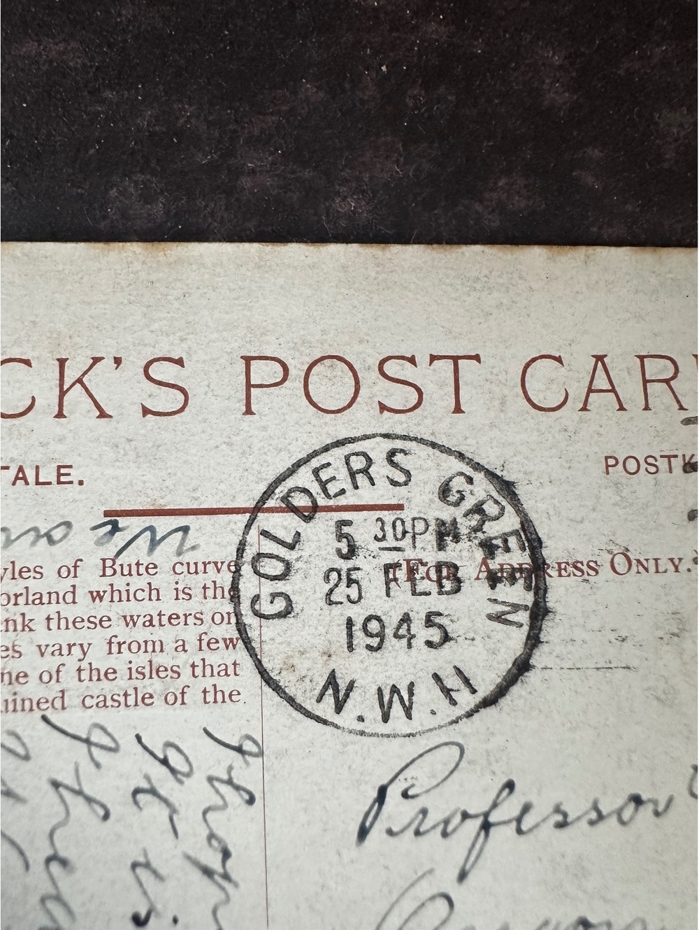 Vintage 1945 Tuck’s Oilette Kyles of Bute Scotland Postcard Posted to Oregon - Picture 5 of 6